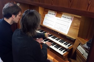 Gabi Riegel, Esslingen und Damian von Maltzahn, Sonnenberg an der Weigle-Orgel der Stephanuskirche am 25. September 2015